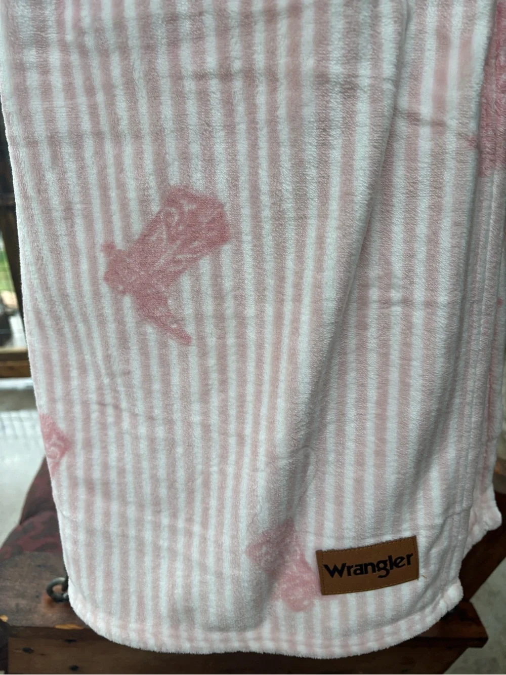 Nwt Wrangler Pink boots & Striped Oversized Plush Throw